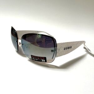 New Original GUESS Wrap Around Sunglasses GO00034 Acetate Embossed White